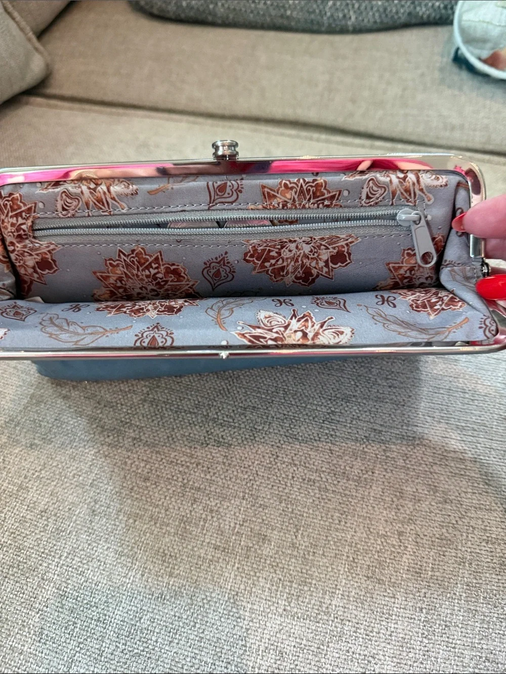 HOBO Blue Leather Frame Clutch Wristlet